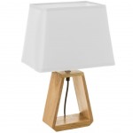 Large Light Table Lamp in Light Wood with White Lampshade