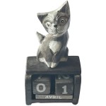Grey cat wooden perpetual calendar