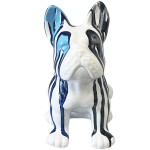French bulldog ceramic statue sitting white