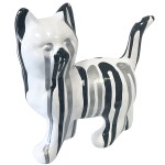 White black and silver cat ceramic statue