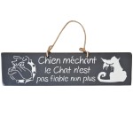 Decorative wooden plate Chien mchant - Dark grey