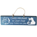 Decorative wooden plate Chien mchant - Blue